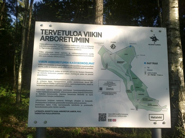 Kuva Viikin Arboretum-opastekartasta.